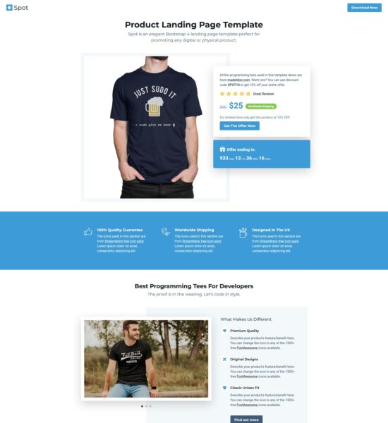spot free bootstrap product template