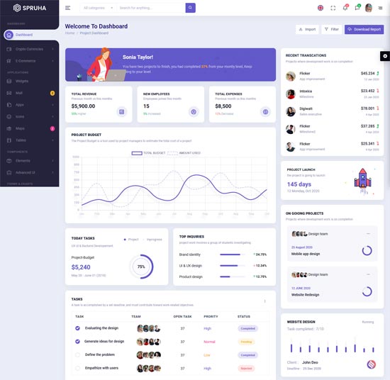 spruha admin html dashboard template