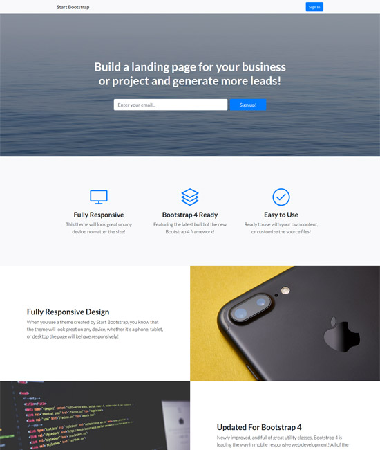 startbootstrap landing page