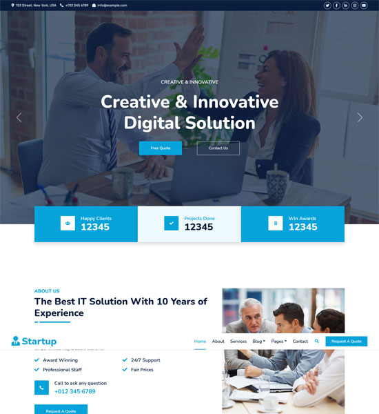 startup html template