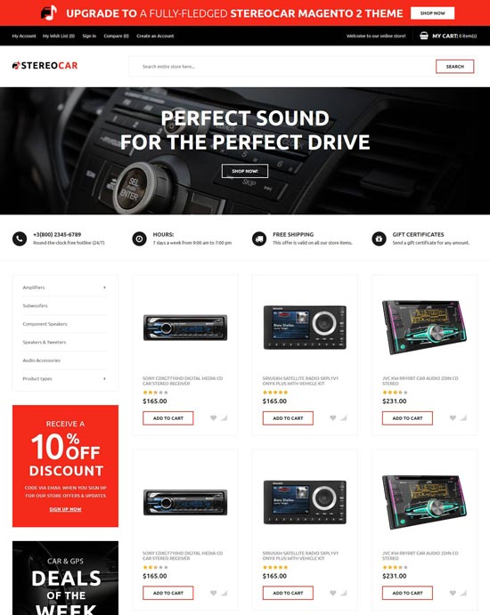 stereocar free audio magento theme