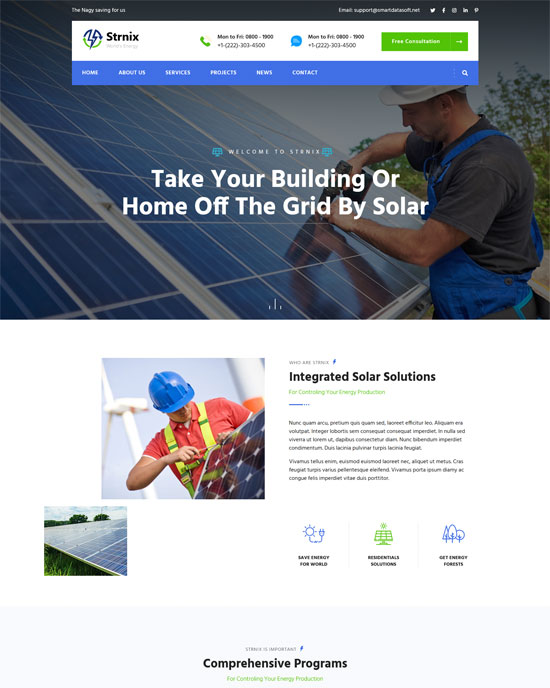 strnix solar and green energy theme