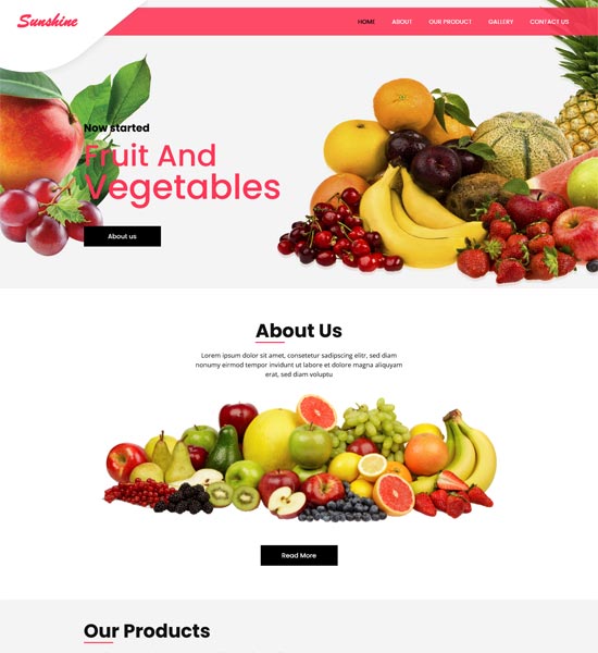 sunshine ecommerce html template