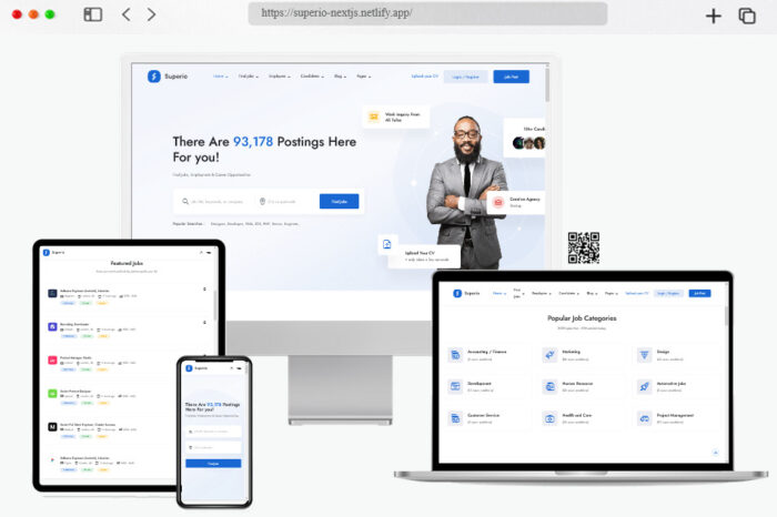 superio job portal job board react nextjs template