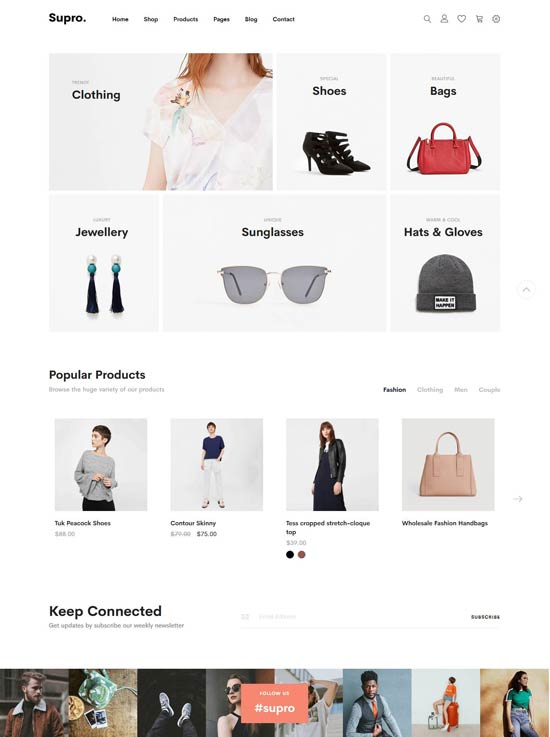 supro fashion ajax magento theme