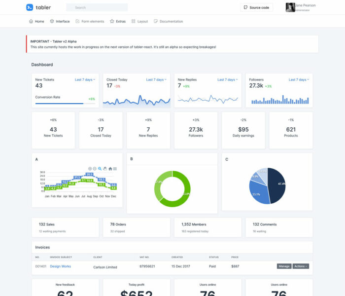 tabler react admin template