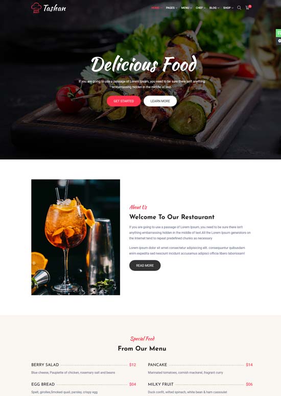 tashan restaurant html template
