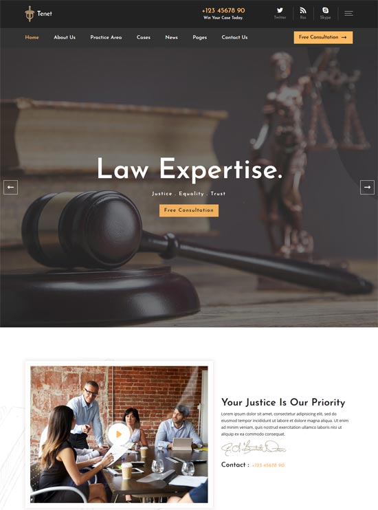 tenet law firm html template