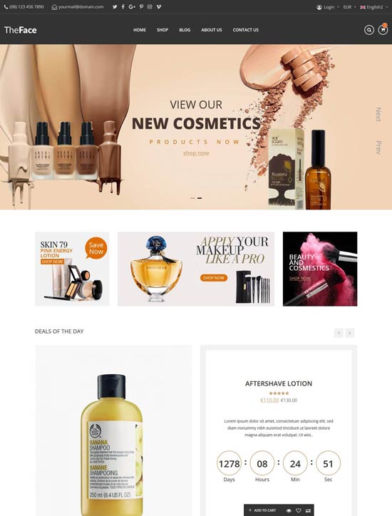 theface beauty cosmetics store html template