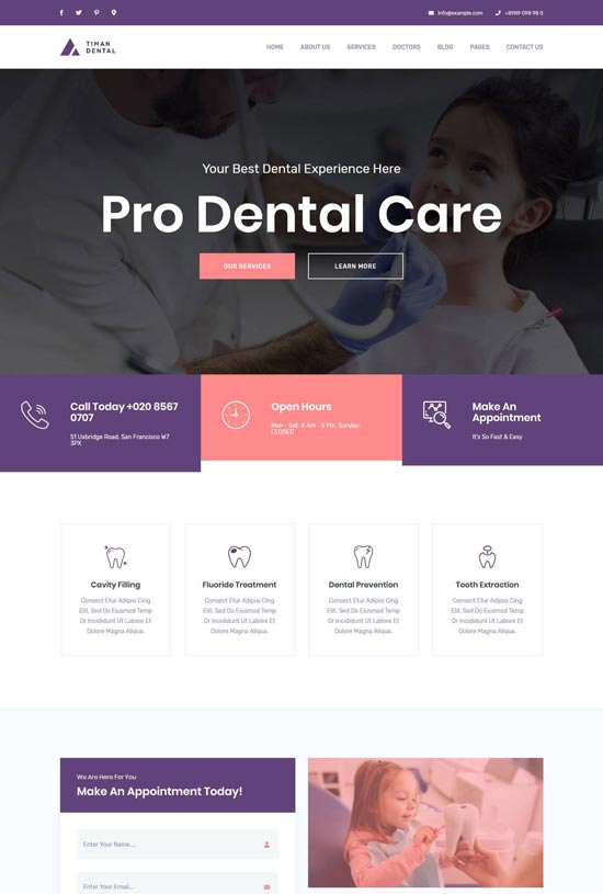 timan dental clinic html template