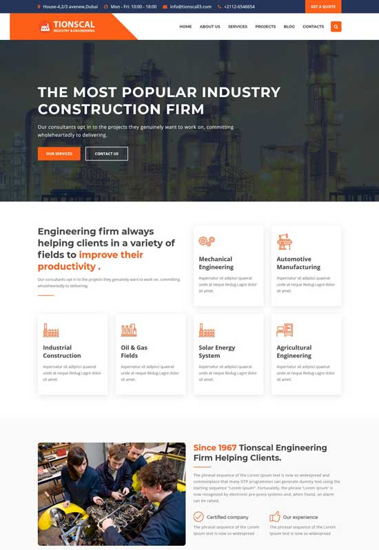 tionscal industrial html template
