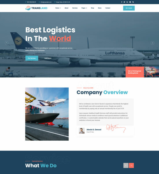 transland transportation logistics wordpress theme