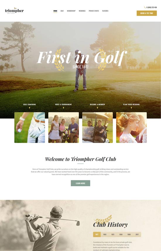 triompher golf club wordpress theme