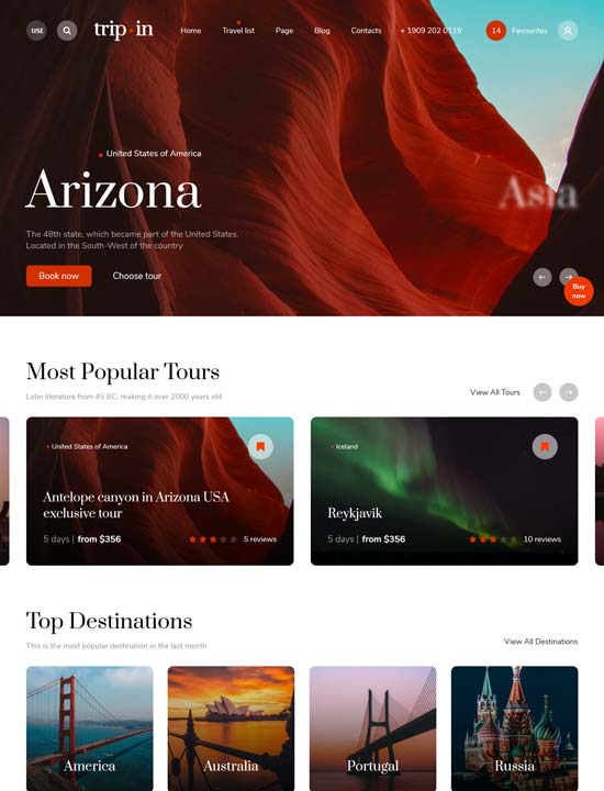 tripin travel agency html template