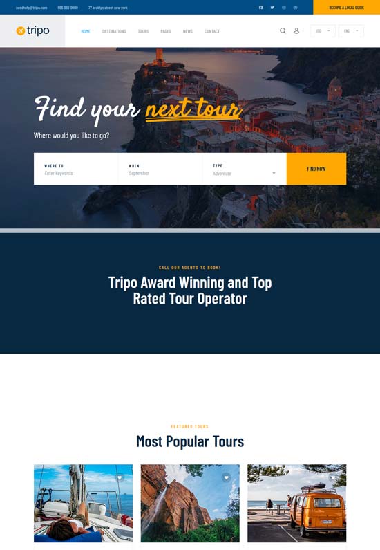 tripo travel agencies html template