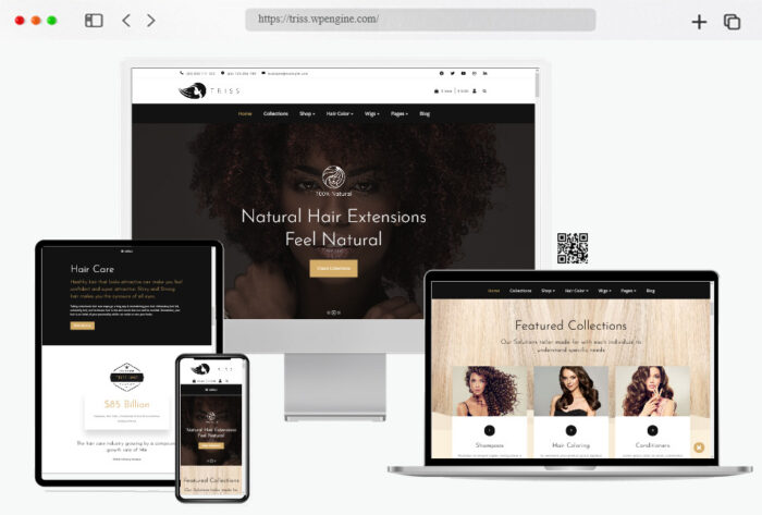 triss showcase hair services with wordpress themes