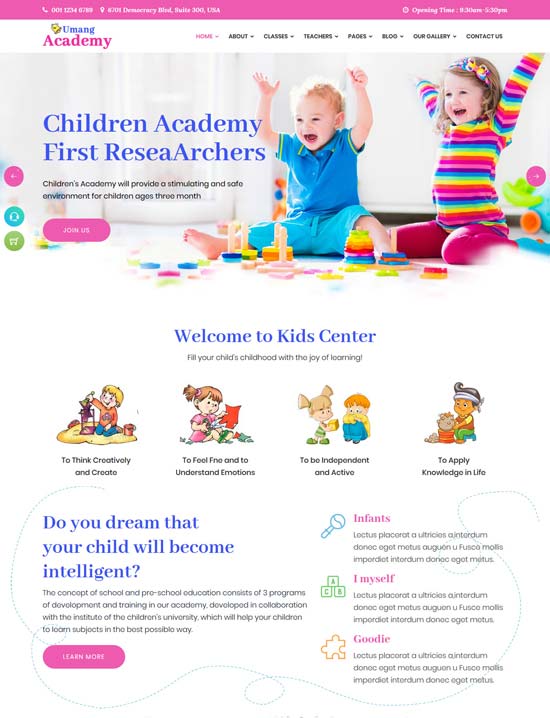 umang academy kindergarden template