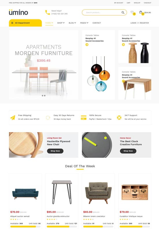 umino furniture bootstrap template