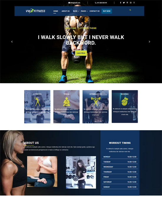 VW Yoga Fitness - WordPress theme