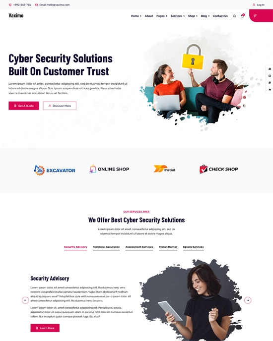 vaximo cyber security company wordpress theme