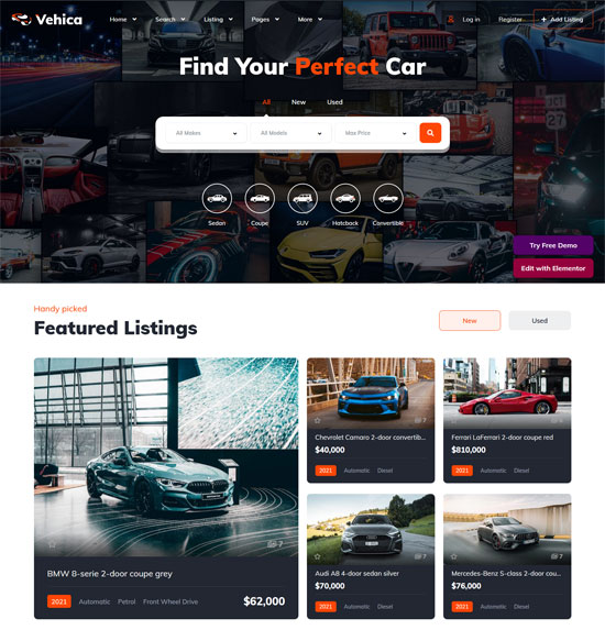 vehica car dealer listing theme