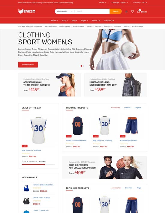 venezo sports shop html template