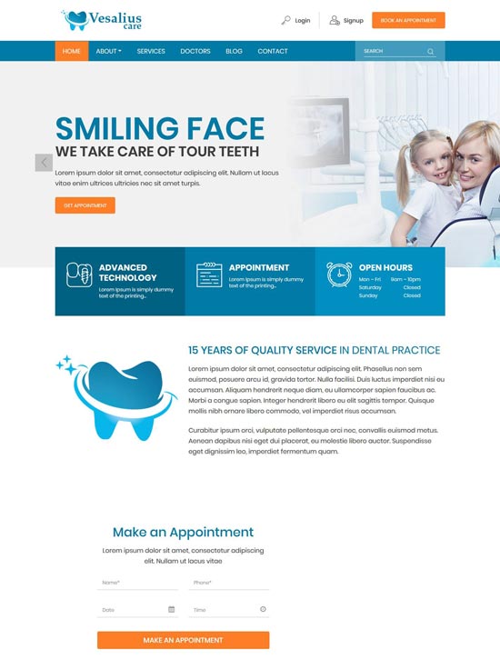 vesalius dental care html template