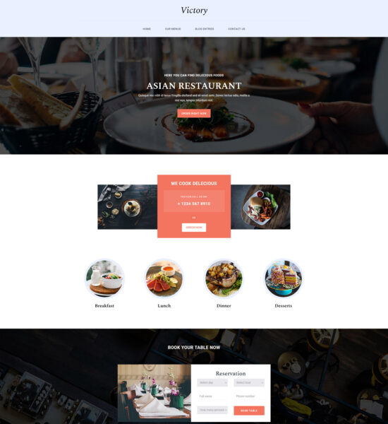 victory free restaurant css template