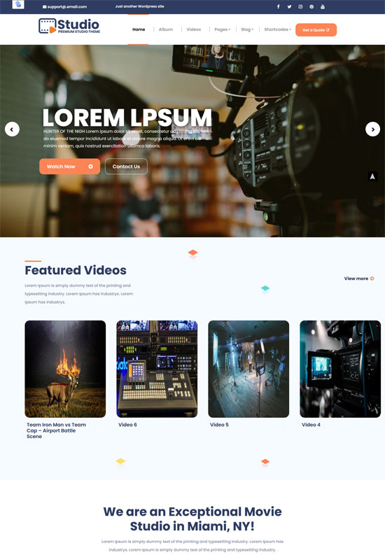 videography bootstrap theme