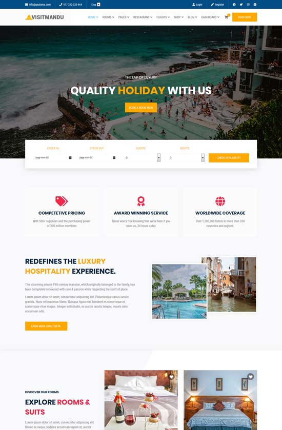 visitmandu hotel html template