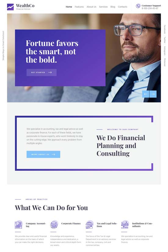 wealthco financial consulting wordpress theme