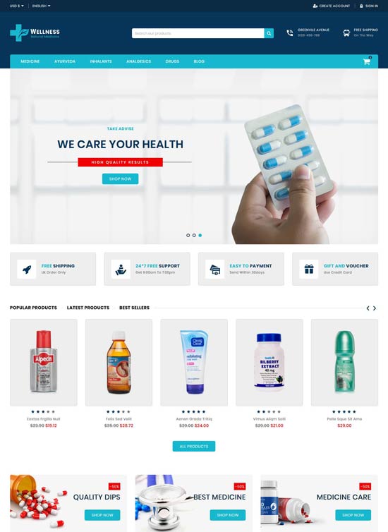 wellness drup store prestashop theme