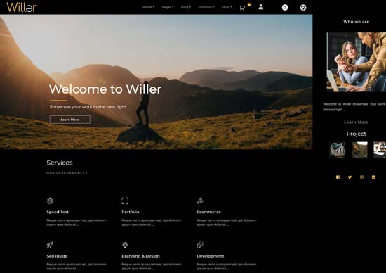 willer fullscreen wordpress theme