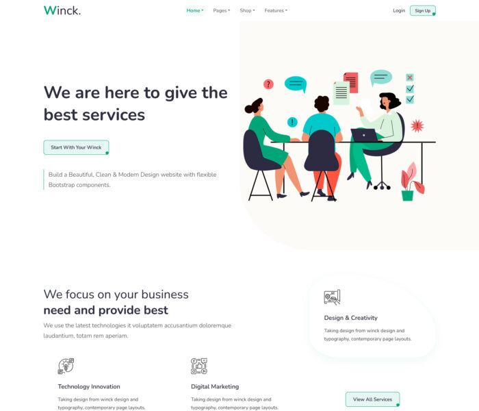 winck bootstrap landing page