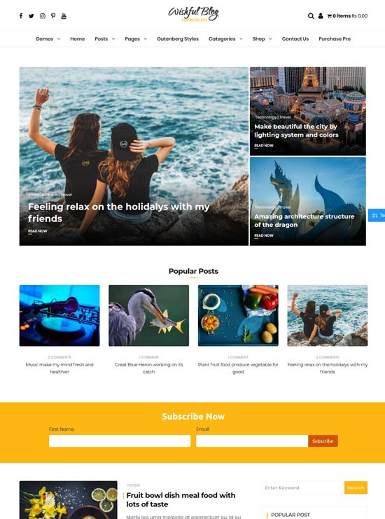 wishful free wordpress blog theme