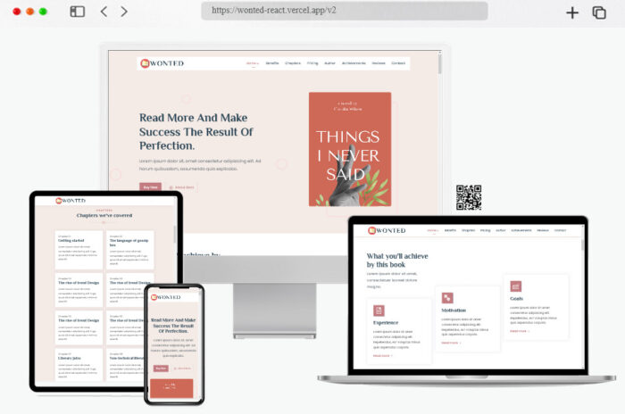 wonted book author react template