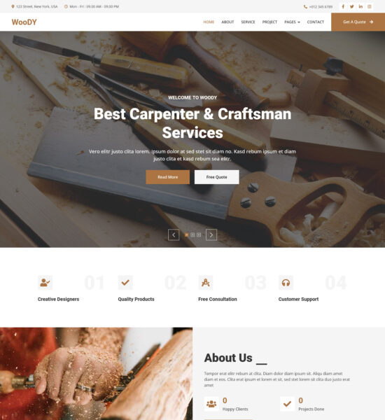 woody free bootstrap html business template