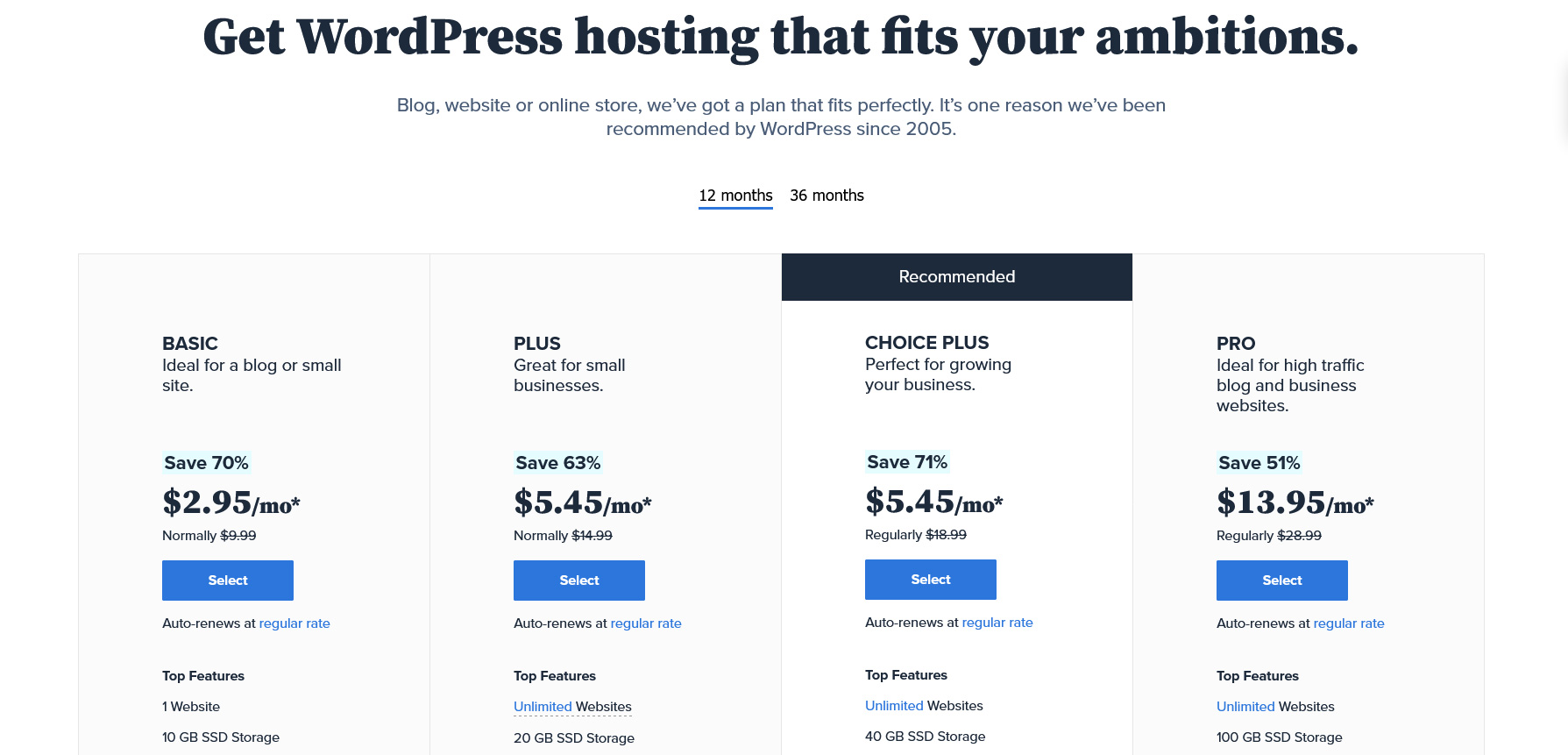 wordpress hosting that fits your ambitions