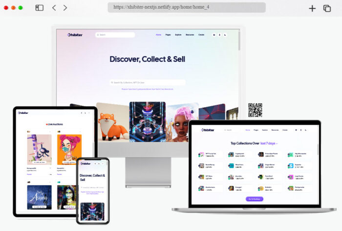 xhibiter nft marketplace react nextjs template