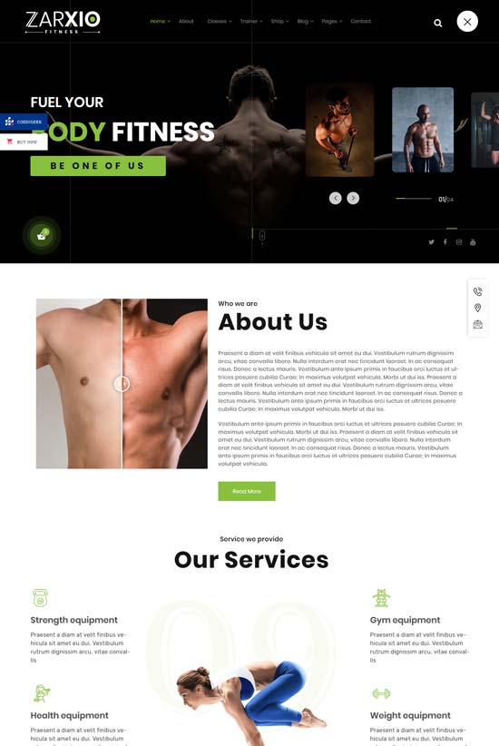 zarxio fitness html template