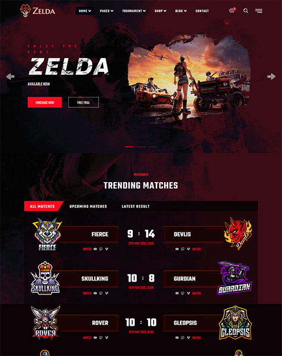 zelda esports gaming html template