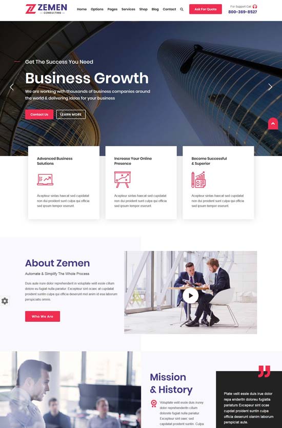 zemen consulting business wordpress theme