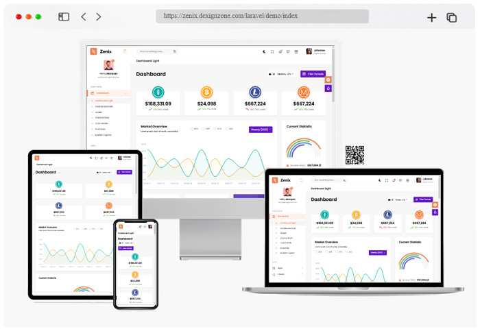 zenix crypto laravel admin dashboard template