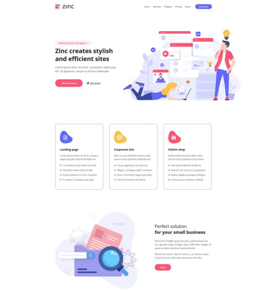 zinc free bootstrap html business website template