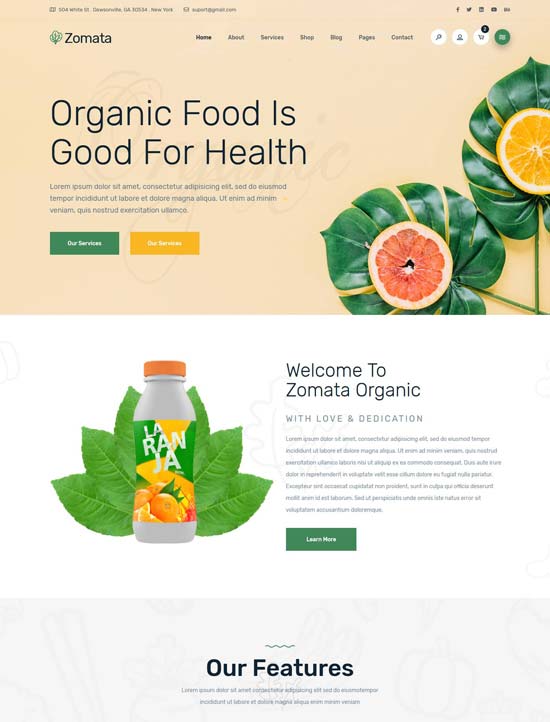 zomata organic food html template