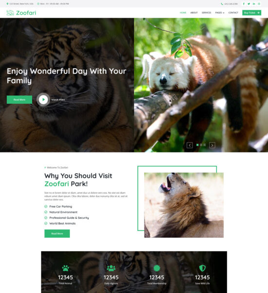 zoofari free bootstrap wildlife website template
