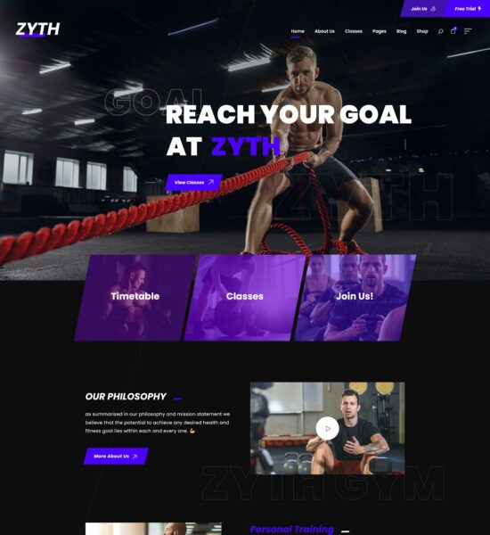 zyth gym fitness html template