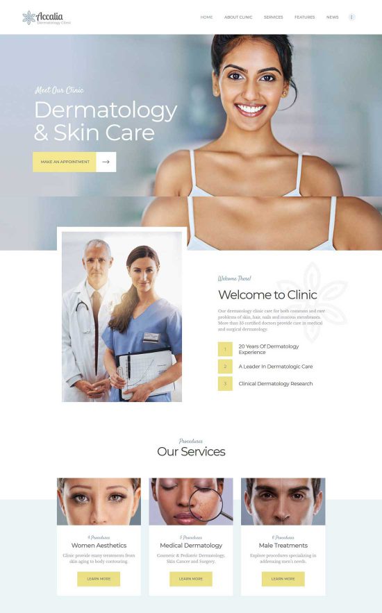 accalia dermatology clinic wordpress theme 