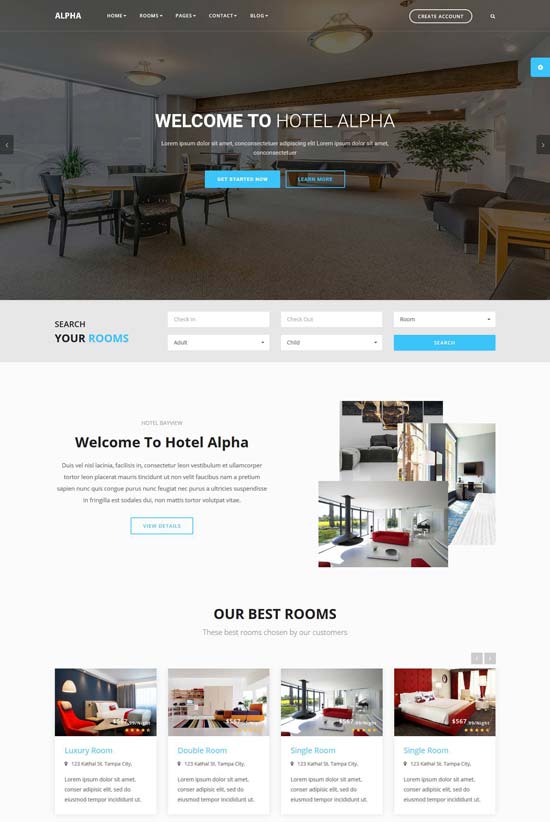 alpha hotel booking html template
