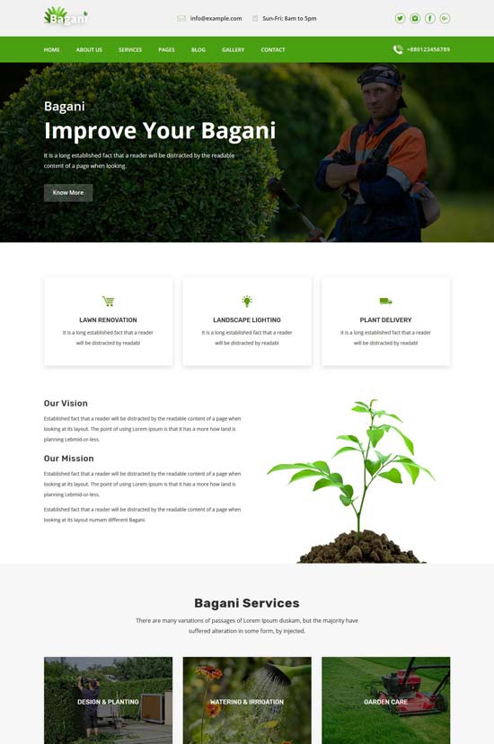 bagani gardening bootstrap template